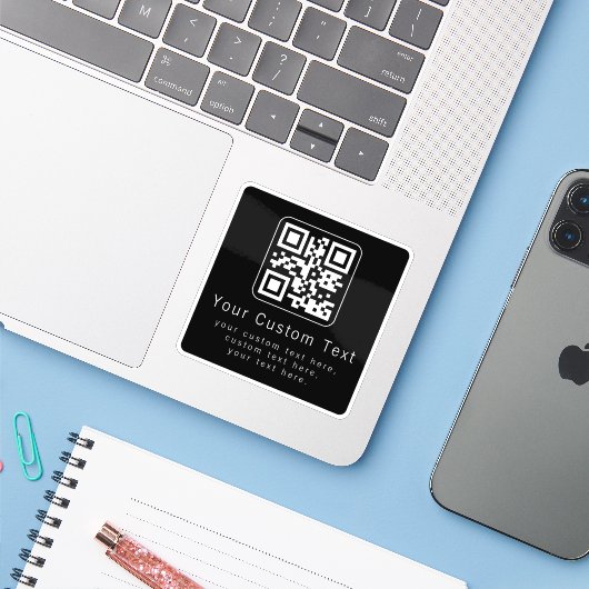 Customizable QR Code & Editable Text Template シール (ノートパソコンとiPhone)