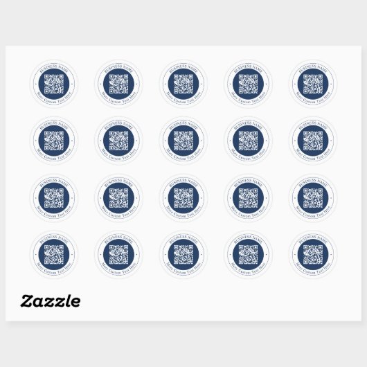 Customizable QR code & Text | Dark Navy Blue ラウンドシール (シート)
