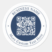Customizable QR code & Text | Dark Navy Blue ラウンドシール (正面)