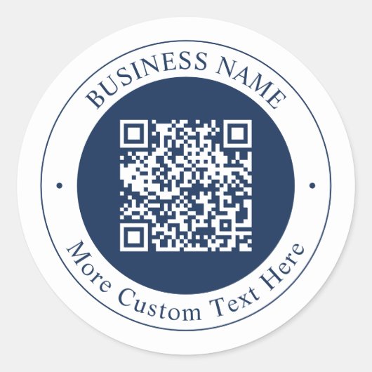 Customizable QR code & Text | Dark Navy Blue ラウンドシール (正面)