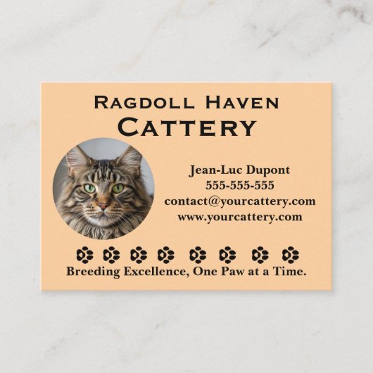Customizable Ragdoll Cattery Business Card 名刺 (正面)