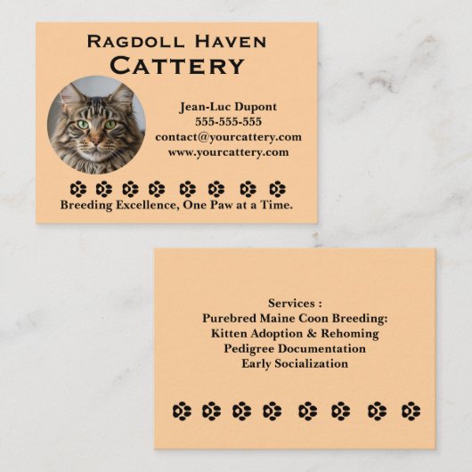 Customizable Ragdoll Cattery Business Card 名刺 (正面/裏面)