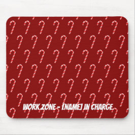 Customizable Red and White Candy Canes on Red  マウスパッド