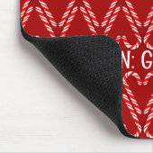 Customizable Red and White Candy Canes on Red マウスパッド (コーナー)