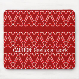 Customizable Red and White Candy Canes on Red マウスパッド