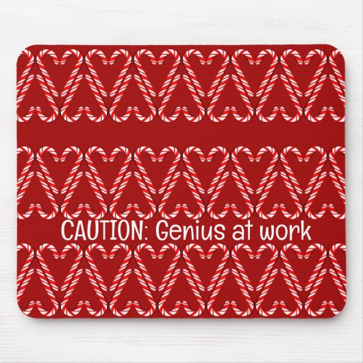 Customizable Red and White Candy Canes on Red マウスパッド (正面)