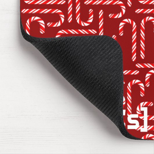 Customizable Red Candy Canes on Red マウスパッド (コーナー)