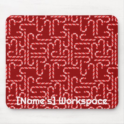 Customizable Red Candy Canes on Red マウスパッド (正面)