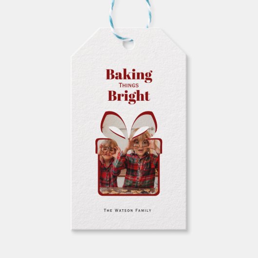 Customizable  Red Christmas gift photo template ギフトタグ (正面)