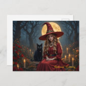 Customizable Red Witch and Familiar Post Card ポストカード (正面/裏面)
