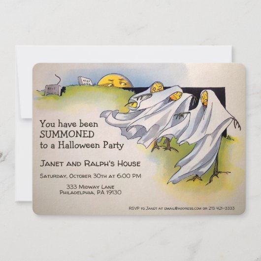 Customizable Retro Spooky Halloween Invitation 招待状 (正面)