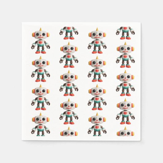 Customizable Robot Kids スタンダードカクテルナプキン (正面)