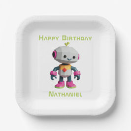 Customizable Robot Kids Paper Plates ペーパープレート