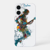 Customizable Rock’n Roll Man – Guitar Art iPhone 16ケース (裏面)