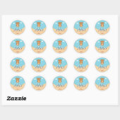Customizable Round Kids Name Sticker – Teddy Bear ラウンドシール (シート)