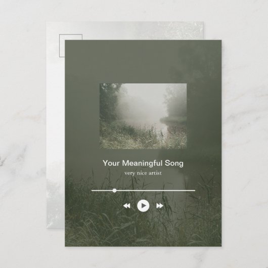 Customizable Sage Green Riverside Music Player ポストカード (正面/裏面)