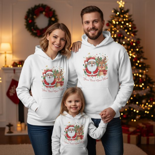 Customizable Santa & Reindeer Christmas  パーカ