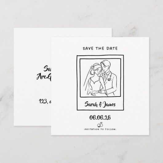 Customizable Save the Date  Bride groom 招待状 (正面/裏面)