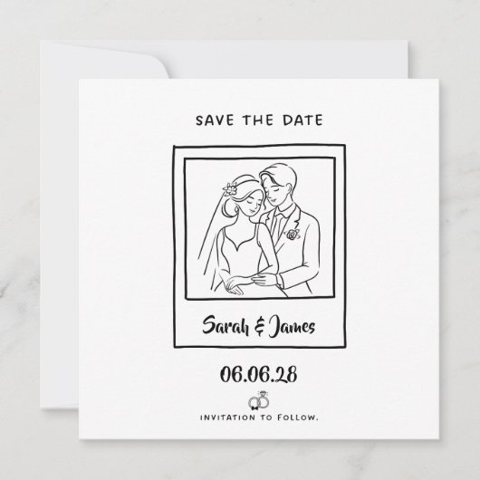Customizable Save the Date  Bride groom 招待状 (正面)