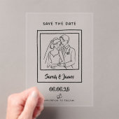 Customizable Save the Date  Bride groom CLear アクリル招待状 (インサイチュ (ポータブル))