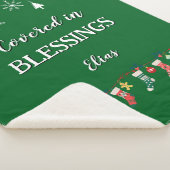 Customizable Sherpa Blanket Green Christmas Gift シェルパブランケット (3/4)