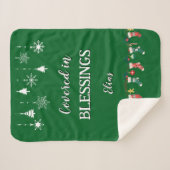 Customizable Sherpa Blanket Green Christmas Gift シェルパブランケット (正面(横))