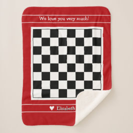Customizable Sherpa Blanket with Chessboard Design シェルパブランケット