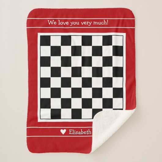 Customizable Sherpa Blanket with Chessboard Design シェルパブランケット (正面)