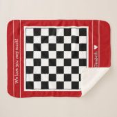 Customizable Sherpa Blanket with Chessboard Design シェルパブランケット (正面(横))