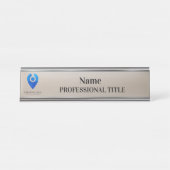 Customizable Silver Name Plate with Logo & Slogan  デスクネームプレート (正面)