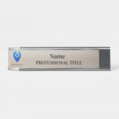 Customizable Silver Name Plate with Logo & Slogan  デスクネームプレート (正面)