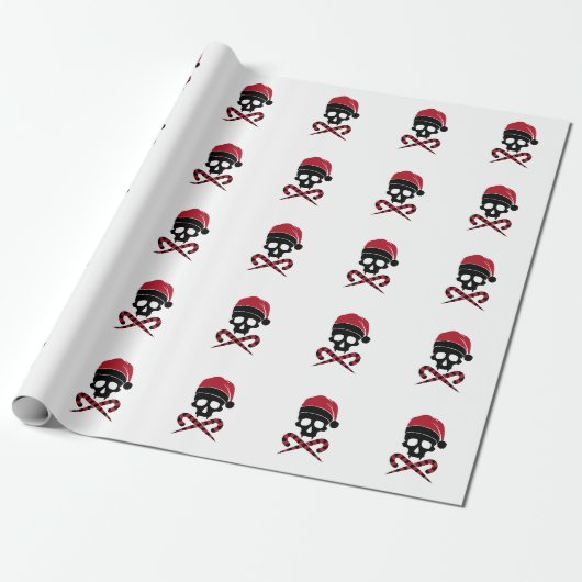Customizable Skull Santa Claus ラッピングペーパー (アンロールド)