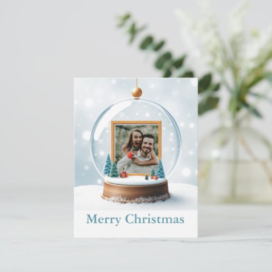 Customizable Snow Globe Photo Christmas シーズンカード (スタンド正面)