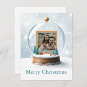 Customizable Snow Globe Photo Christmas シーズンカード (正面/裏面)