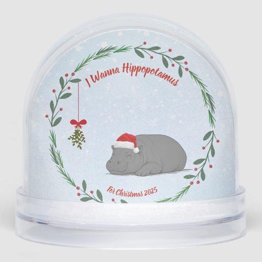 Customizable Snow Globe- Sleepy Hippo (正面)