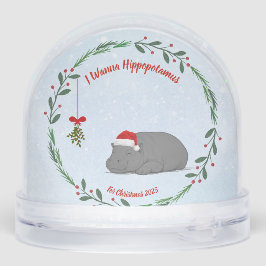 Customizable Snow Globe- Sleepy Hippo