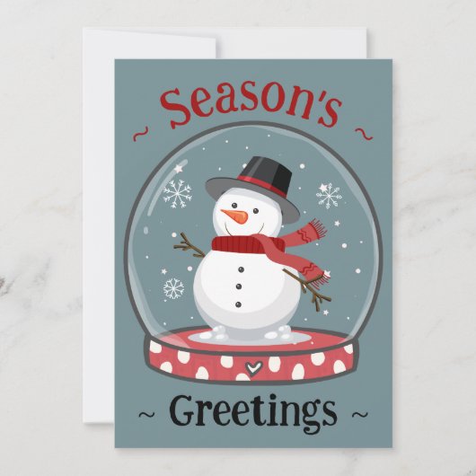 Customizable Snow Globe Snowman Seasonal Greeting シーズンカード (正面)