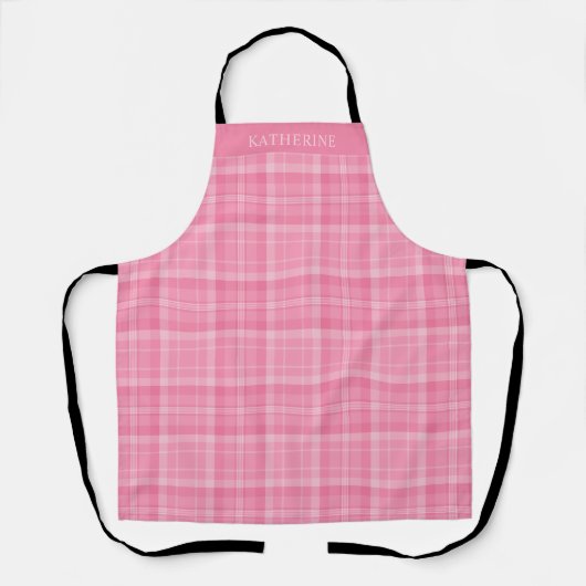 Customizable Soft Pastel Pink Checkered Pattern エプロン (正面)