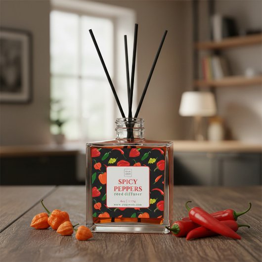 Customizable Spicy Peppers Reed Diffuser Label スクエアシール
