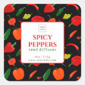 Customizable Spicy Peppers Reed Diffuser Label スクエアシール (正面)