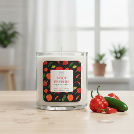 Customizable Spicy Peppers Soy Wax Candle Label スクエアシール