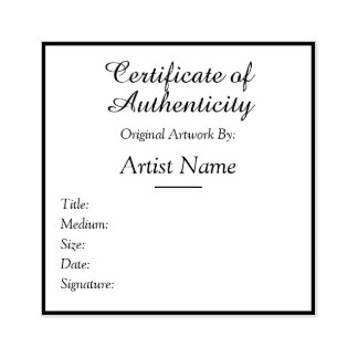 Customizable Square Certificate of Authenticity ラバースタンプ