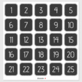 Customizable Square Number Stickers White on Black シール (シート)