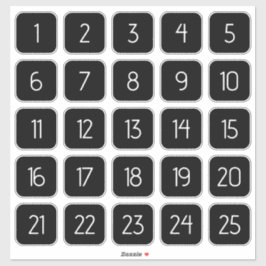 Customizable Square Number Stickers White on Black シール