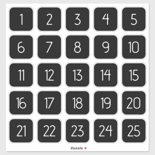Customizable Square Number Stickers White on Black シール (シート)