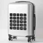 Customizable Square Number Stickers White on Black シール (スーツケース)