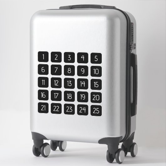 Customizable Square Number Stickers White on Black シール (スーツケース)
