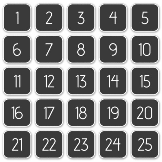 Customizable Square Number Stickers White on Black シール (正面)