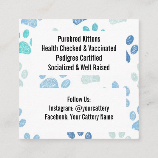 Customizable Square Pet Breeder Business Card スクエア名刺 (裏面)