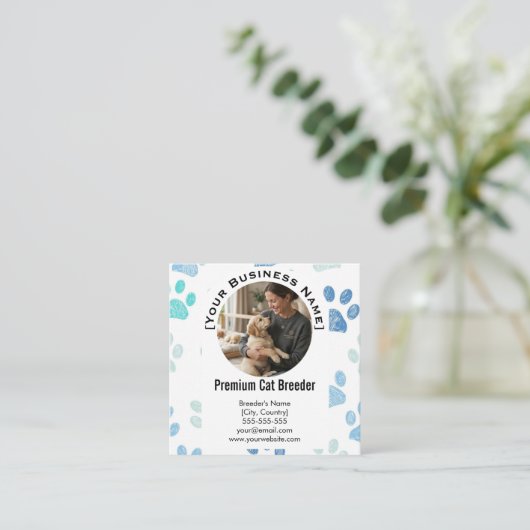 Customizable Square Pet Breeder Business Card  スクエア名刺 (スタンド正面)